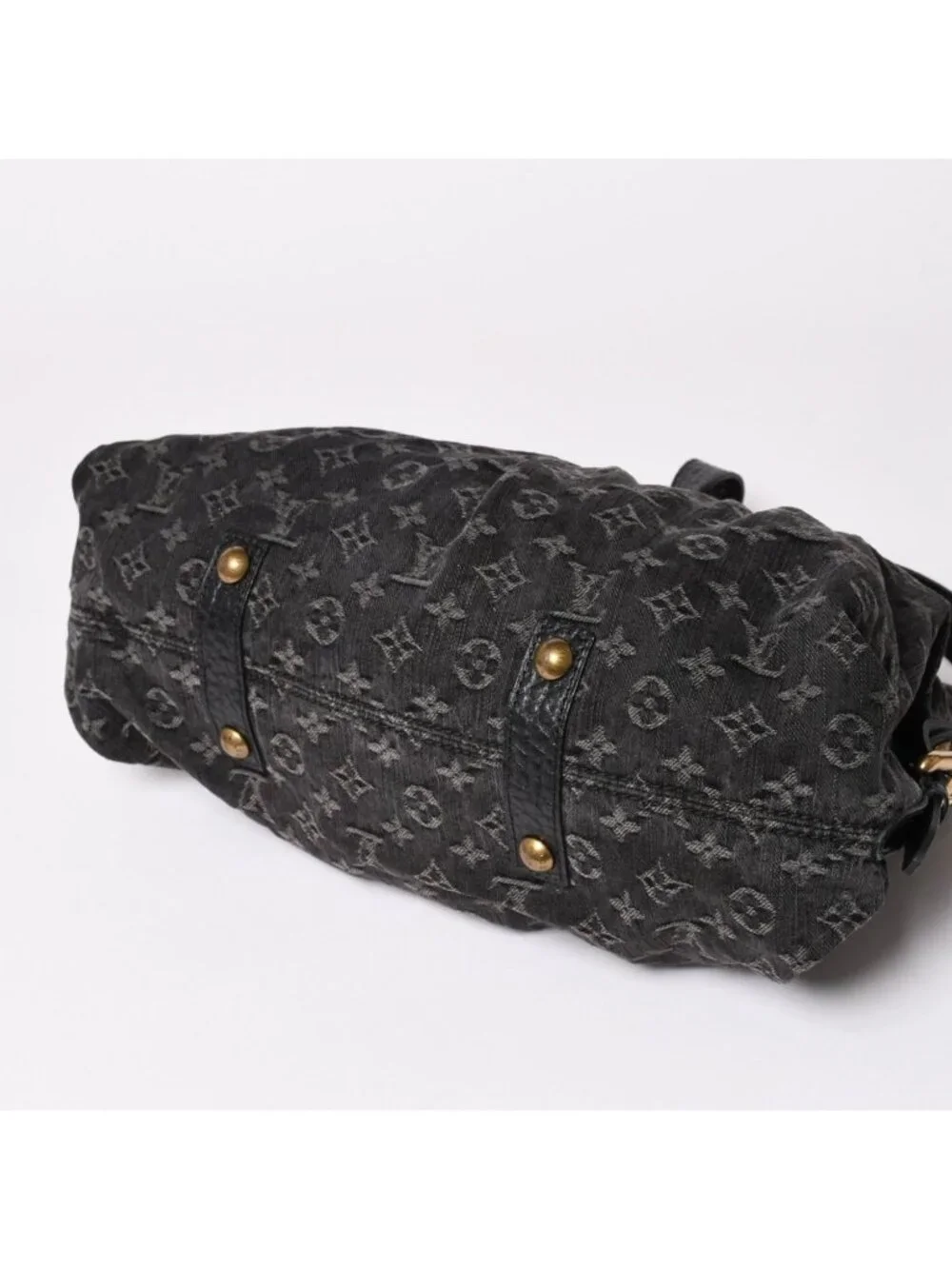 Louis Vuitton Neo Cabby MM Handbag Monogram Denim Black 2-Way Gold